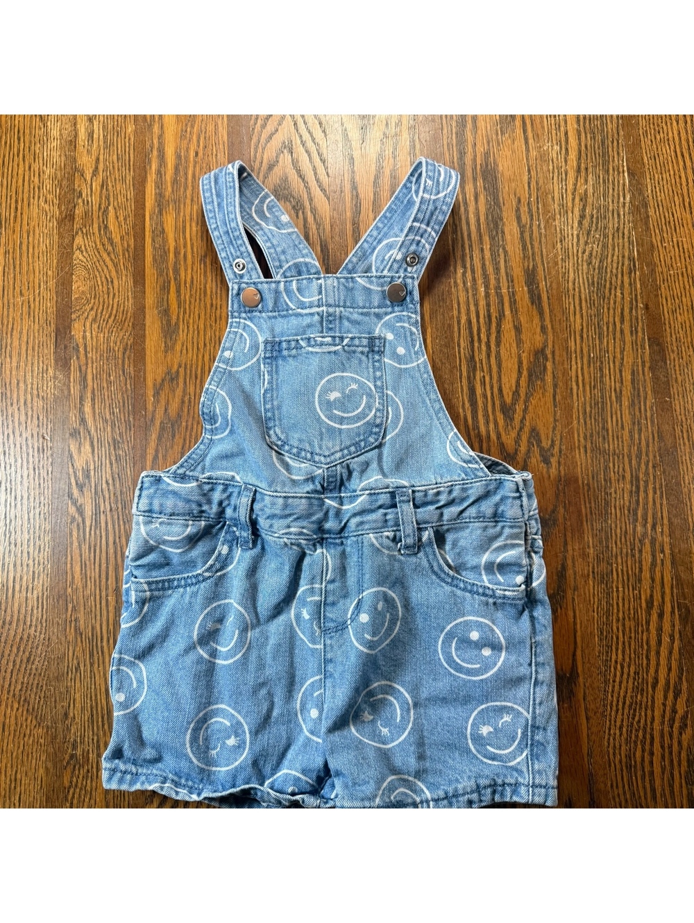 The Children's Place Girls Happy Smiley Face Denim Shortalls Overalls Size 4T